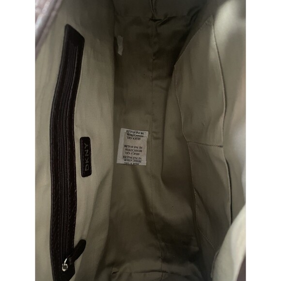 DKNY Town & Country Satchel Tote Bag Brown Monogram Faux Croc Trim NWT - Picture 3 of 5